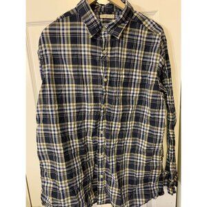 Sonoma‎ Life Style Shirt Men's Sz XL Plaid Blue Long Sleeve Button